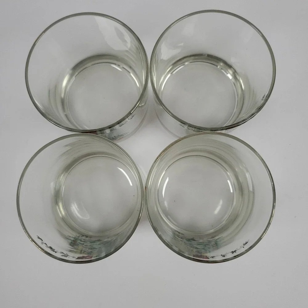 Vintage Libbey Christmas Tree Cocktail Lowball Tumblers Glasses Set Of Four